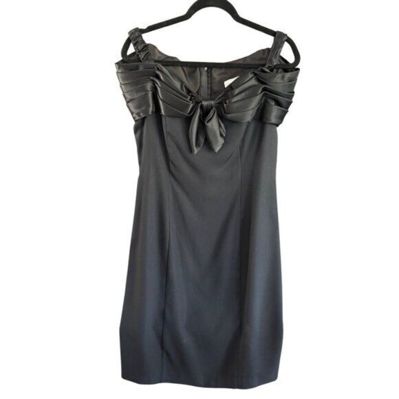 Betsy & Adam Off-Shoulder Black Cocktail Dress With Bow Detail Vintage - Picture 4 of 12